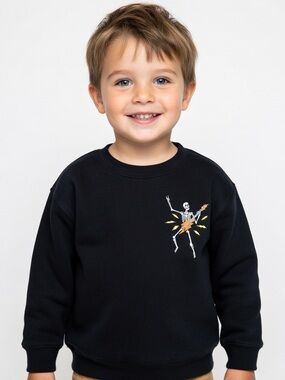 Boys Black Pumpkin Skeleton & Drums Halloween Sweatshirt Sweat
Shirt